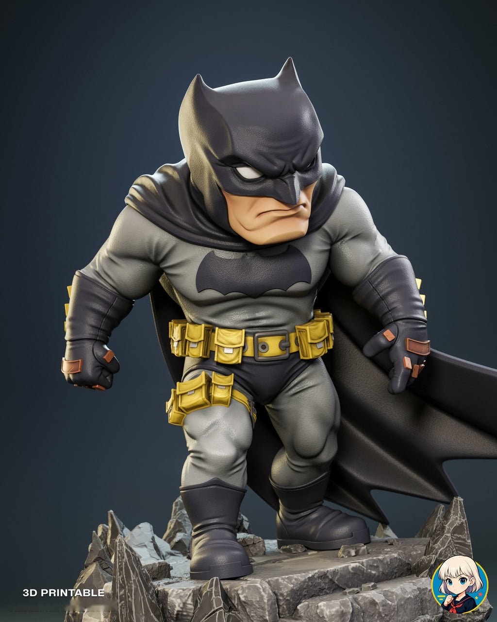 Sculptor's render (kit ships unpainted): the masked head shown with the rifle left off, cape swept to one side