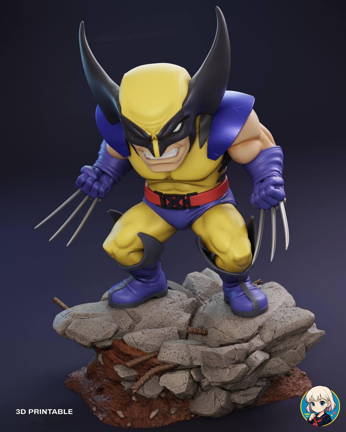Sculptor's render (kit ships unpainted): high front view looking down on the cowl and the spread of the base