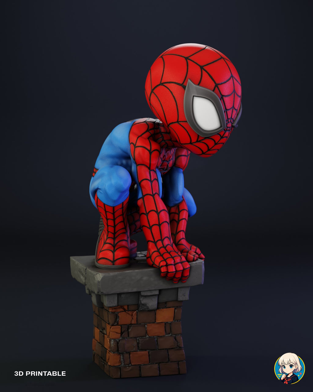 Sculptor's render (kit ships unpainted): side view from his right, the head leaning out past the front of the chimney