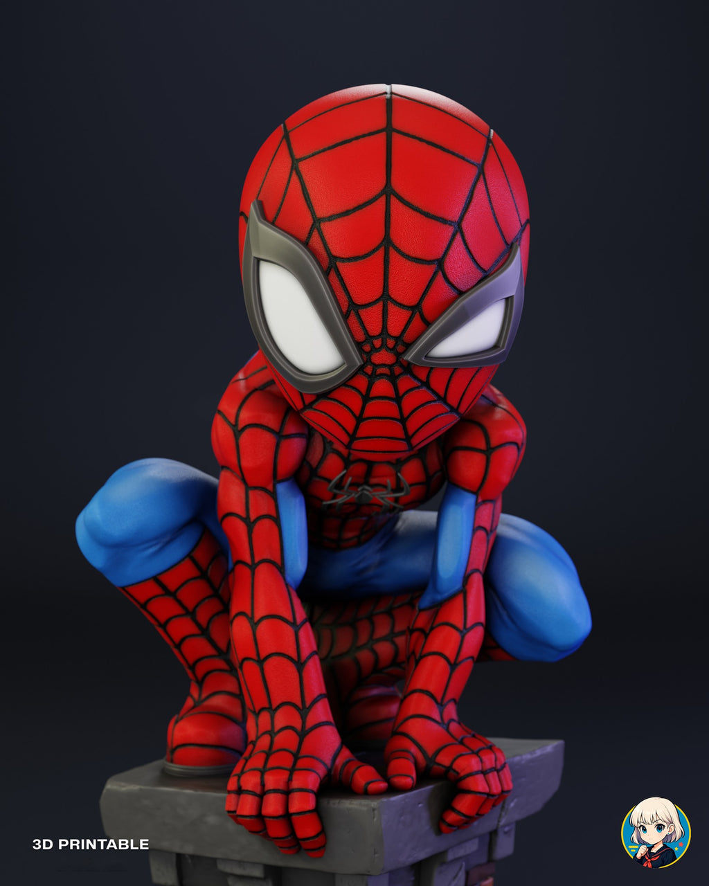 Sculptor's render (kit ships unpainted): close front view of the masked head and both gloved hands gripping the stone ledge