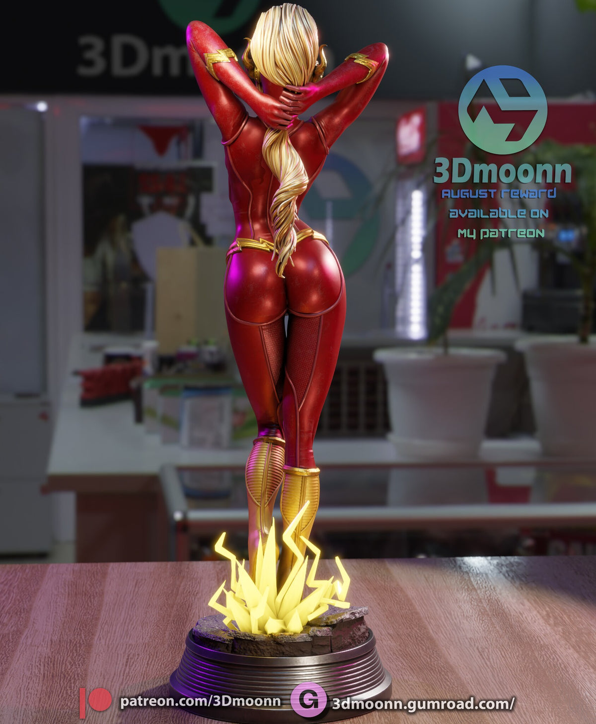 Sculptor's render (kit ships unpainted): rear view of both gloved hands gathering the ponytail