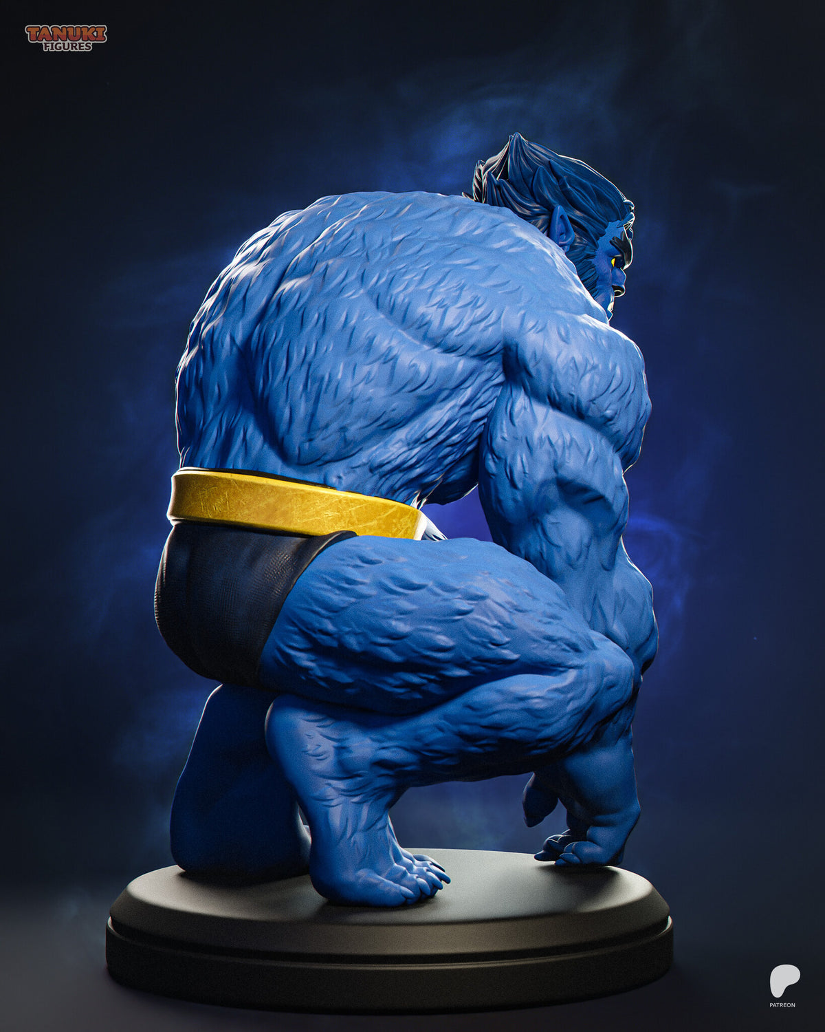 Sculptor's render (kit ships unpainted): rear view from the other side, showing the arm reaching down to the base