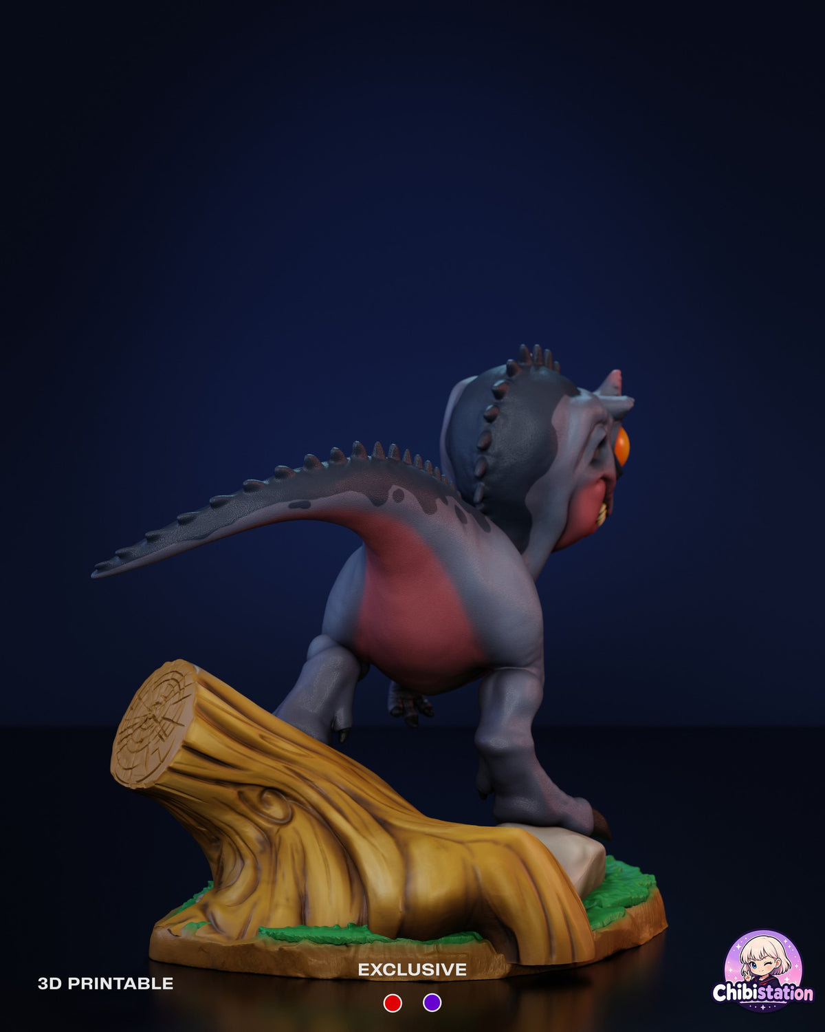 Sculptor's render (kit ships unpainted): rear three-quarter view with the dark markings on the head and back