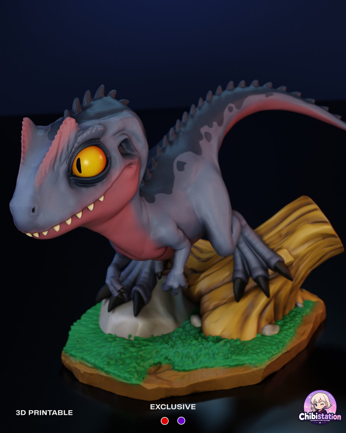 Sculptor's render (kit ships unpainted): high view looking down on the grassy base and the spikes along the back
