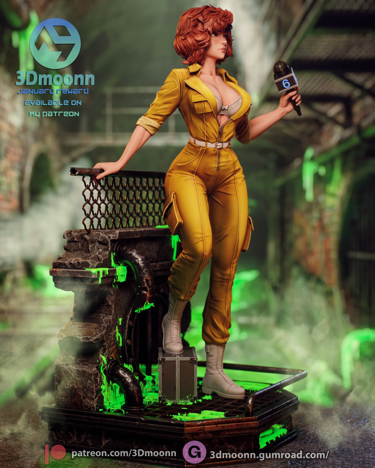 Sculptor's render (kit ships unpainted): view from the front left, hand on the railing