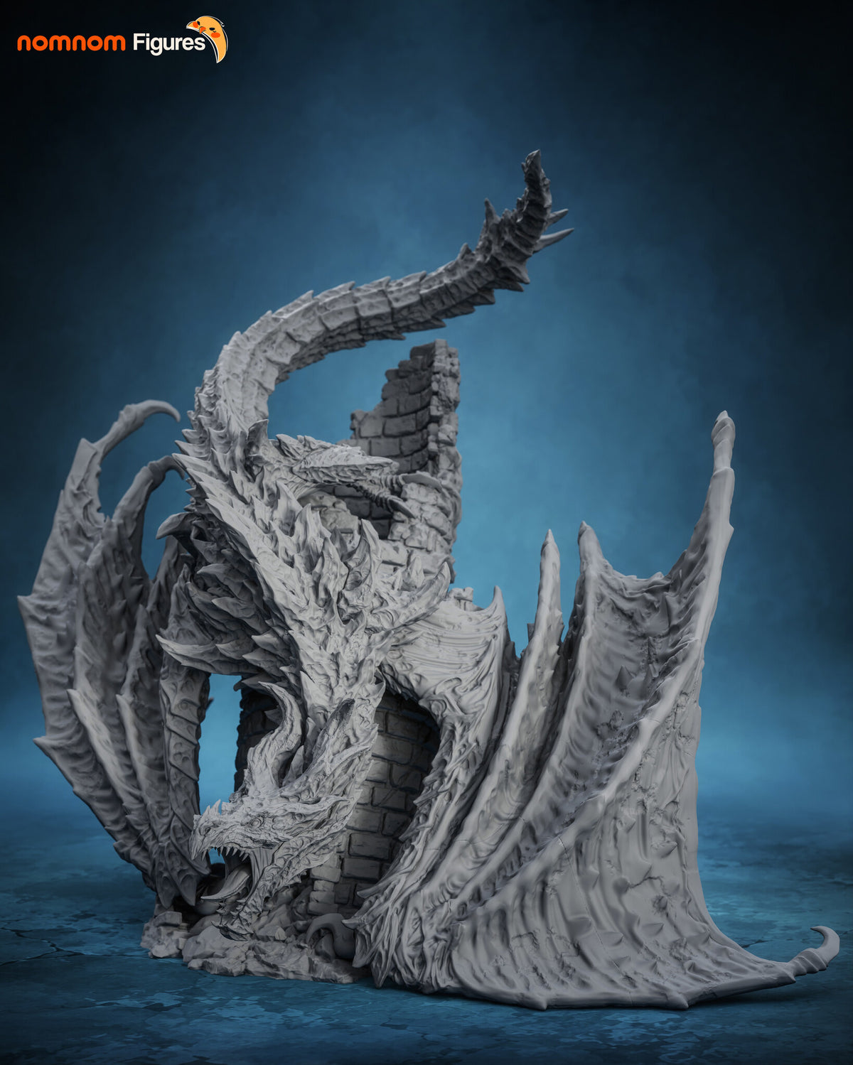 Sculptor's render (kit ships unpainted): unpainted gray front view showing the scale texture and brickwork