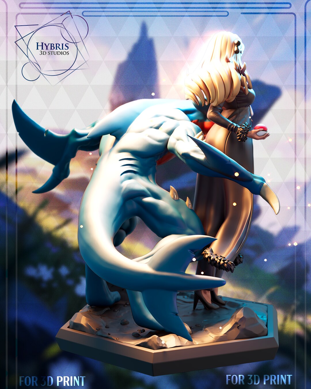 Sculptor's render (kit ships unpainted): rear three-quarter view of the dragon's back, dorsal fin and tail with the figure beyond
