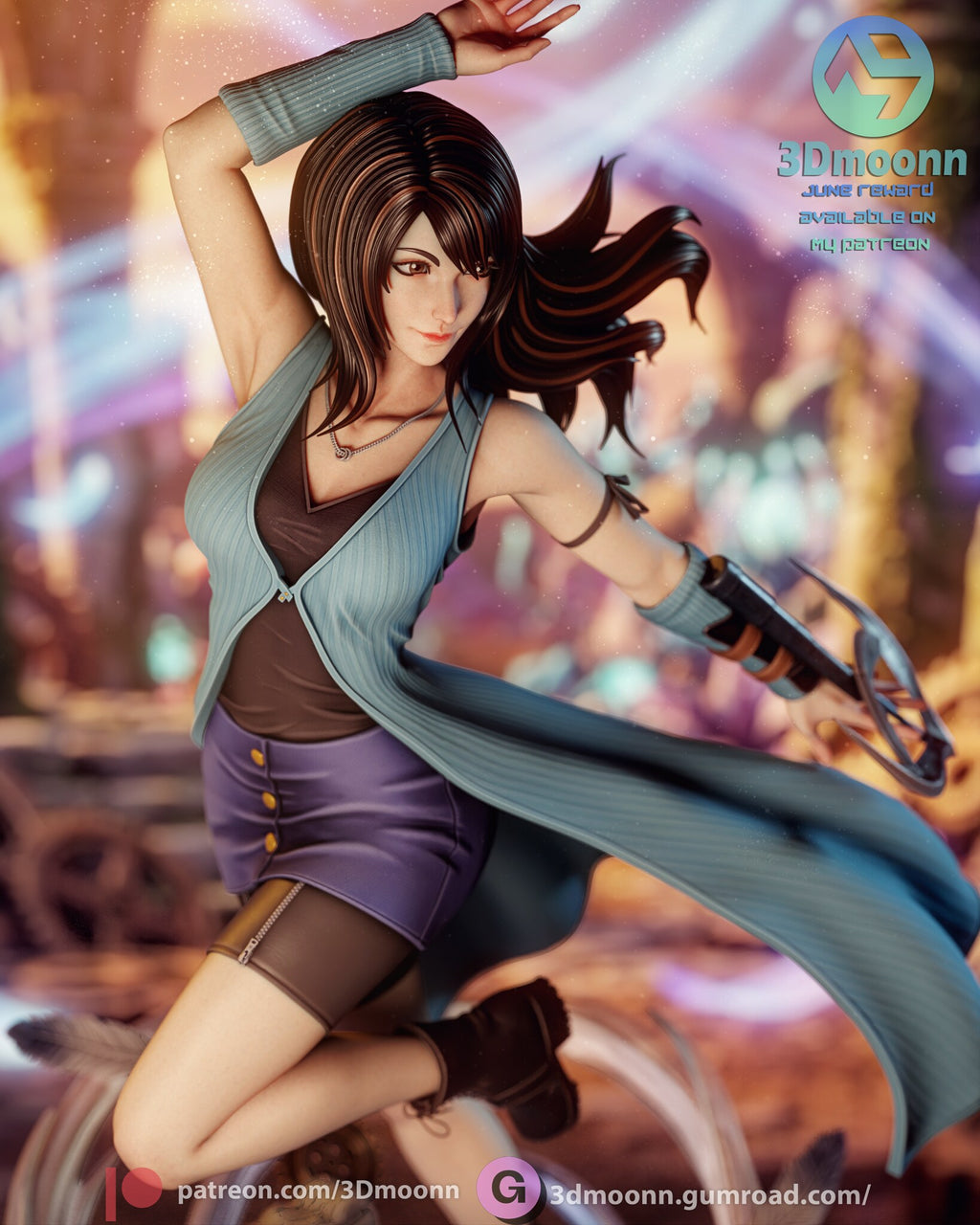 Sculptor's render (kit ships unpainted): front-left view of the figure looking down, with the buttoned shorts and the wrist launcher straps