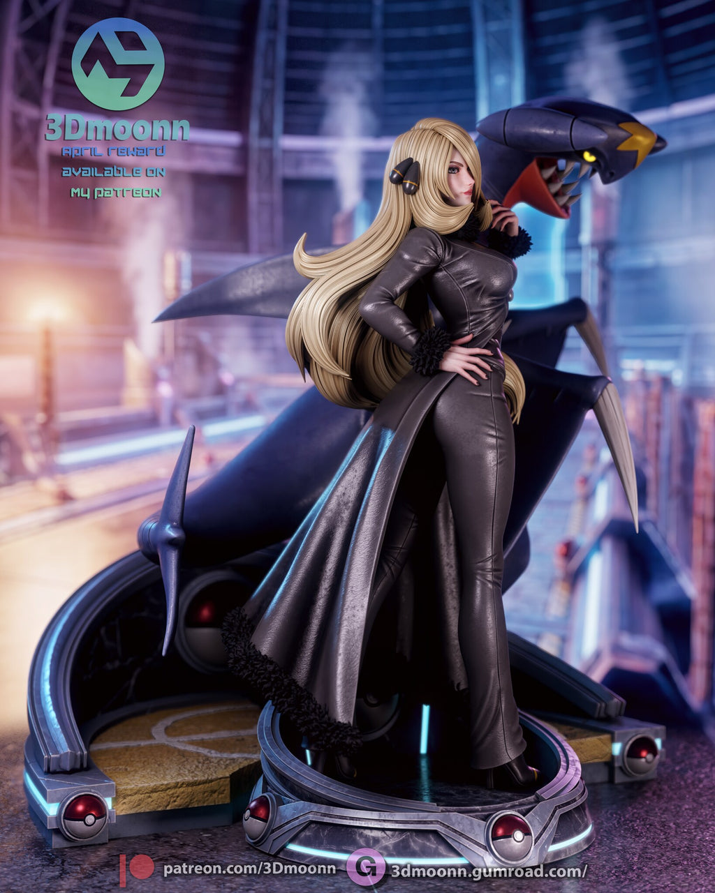 Sculptor's render (kit ships unpainted): three-quarter view from her left, showing the arena floor