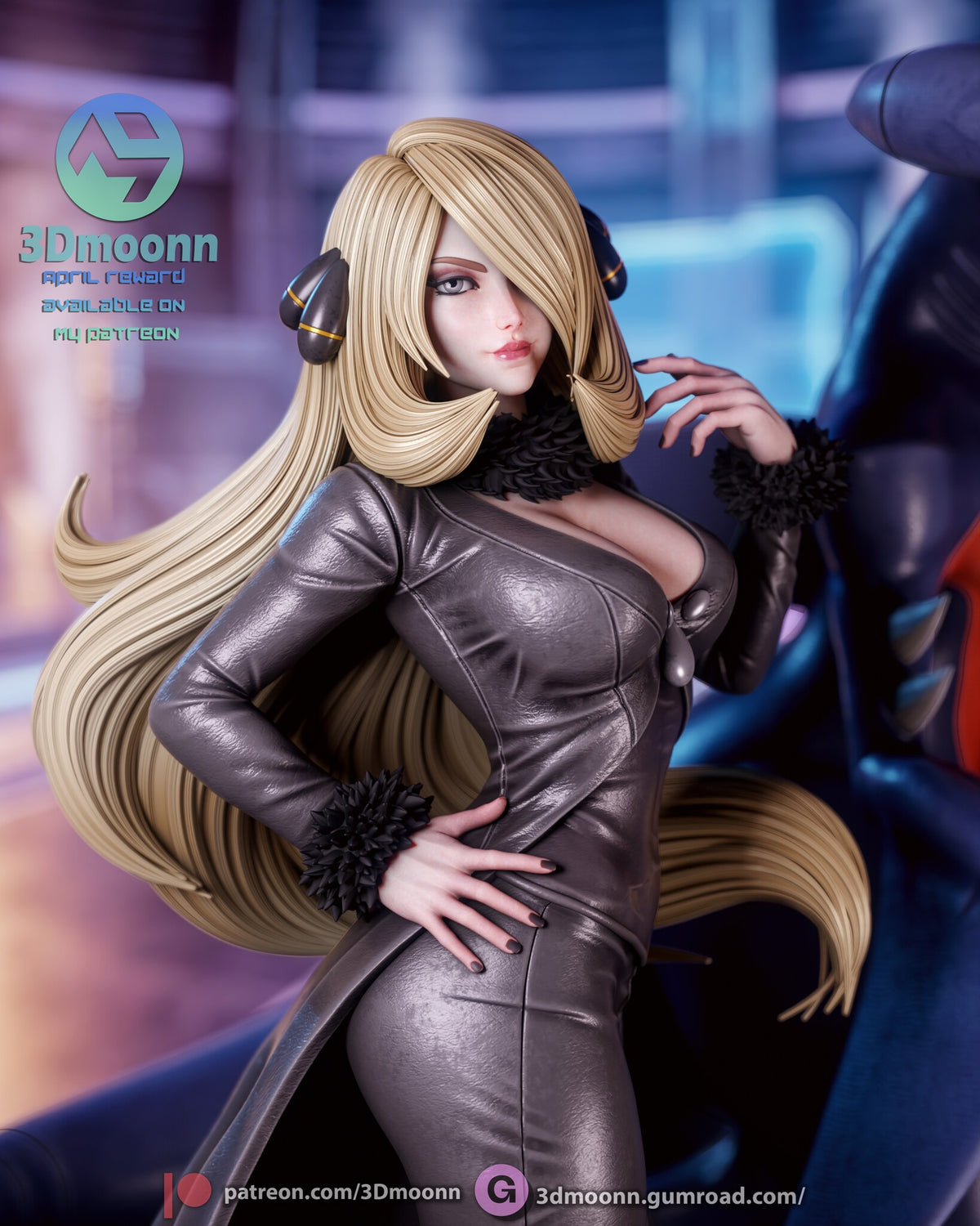 Sculptor's render (kit ships unpainted): close-up of her face, hair clip and fur collar