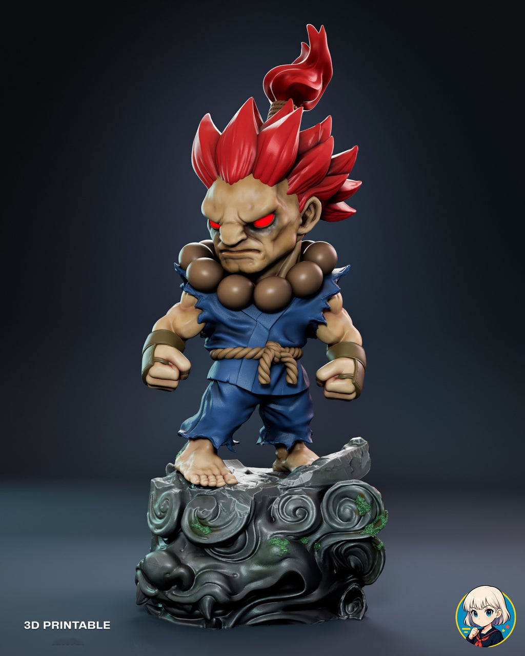 Sculptor's render (kit ships unpainted): straight-on front view with his arms held out and fists clenched, the lion head turned to one side