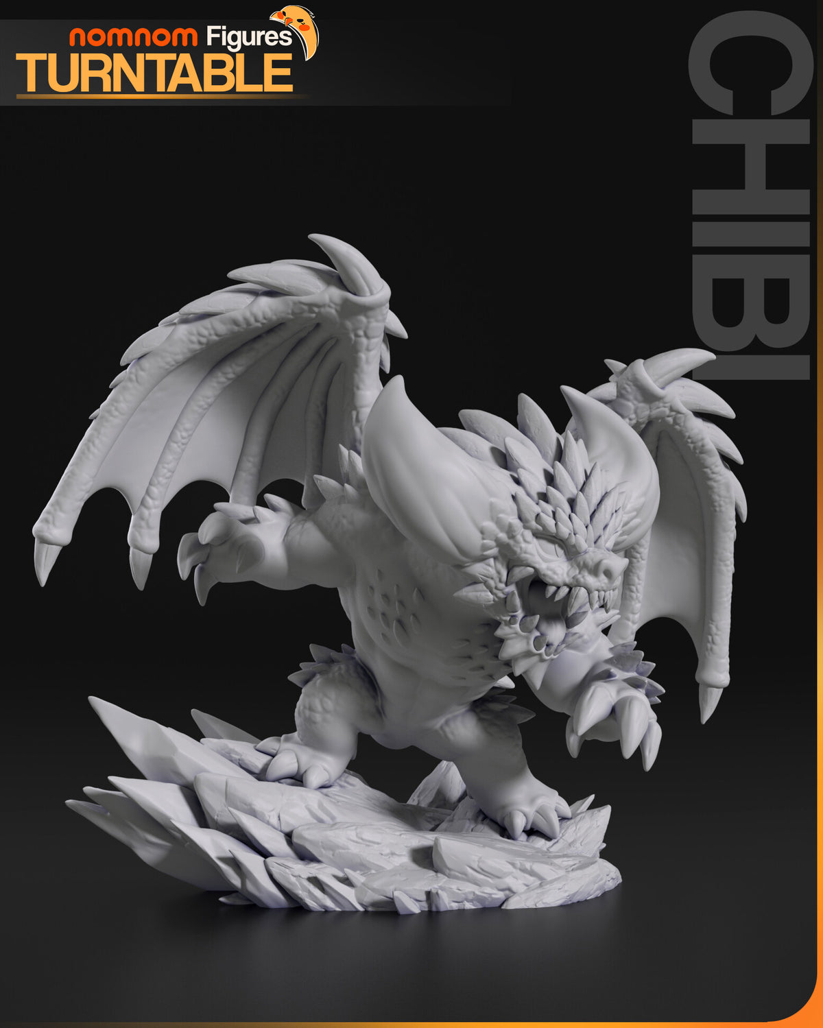 Sculptor's render (kit ships unpainted): gray three-quarter view with the raised forefoot and the open jaws