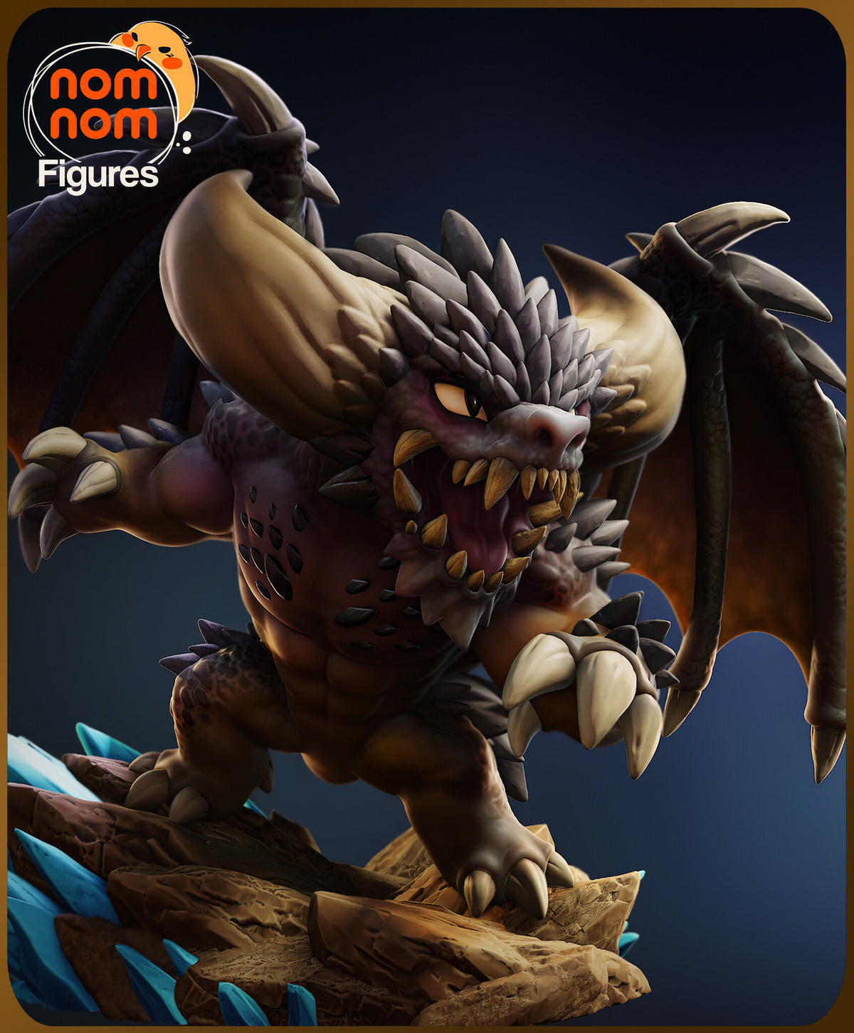 Sculptor's render (kit ships unpainted): closer front view of the snarling face, the curved horns and the clawed forefoot