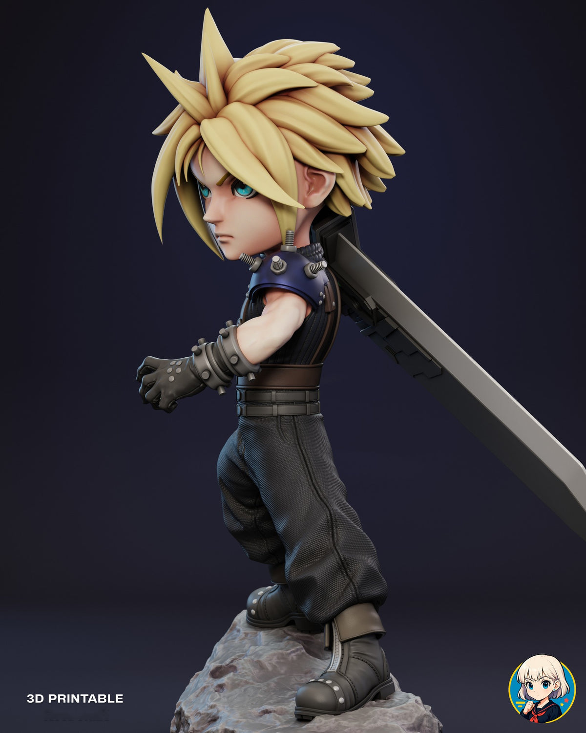 Sculptor's render (kit ships unpainted): side view from his left, with the arm reaching forward and the sword angled behind him
