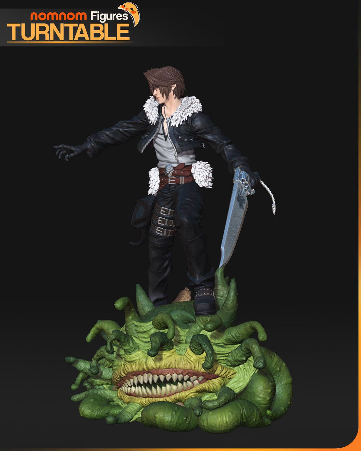 Sculptor's render (kit ships unpainted): front view with the outstretched gloved hand and the monster's wide mouth of teeth below his boots