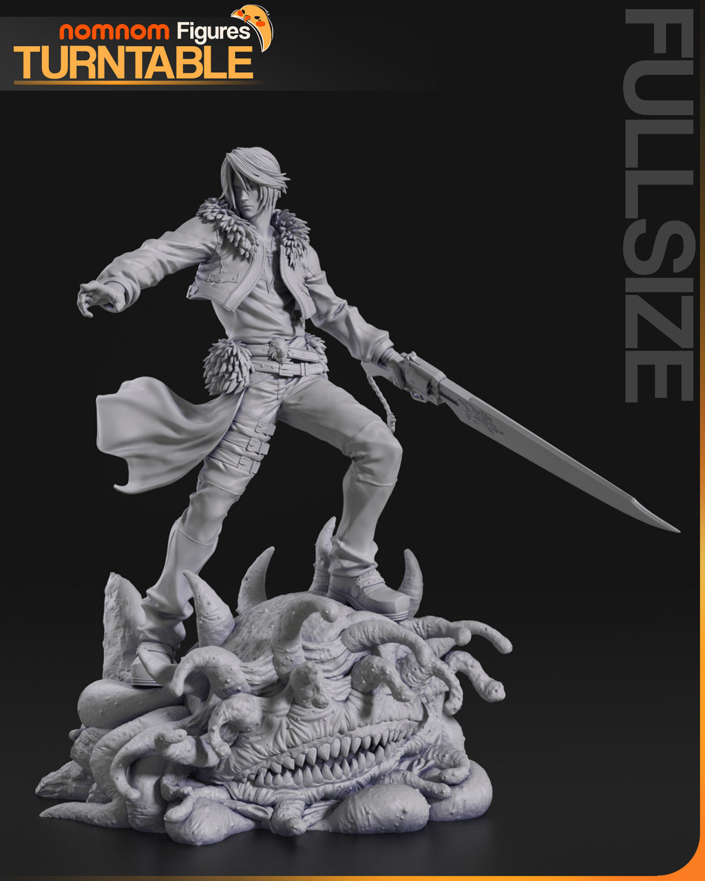 Sculptor's render (kit ships unpainted): unpainted gray front three-quarter view of the full 1:10 sculpt