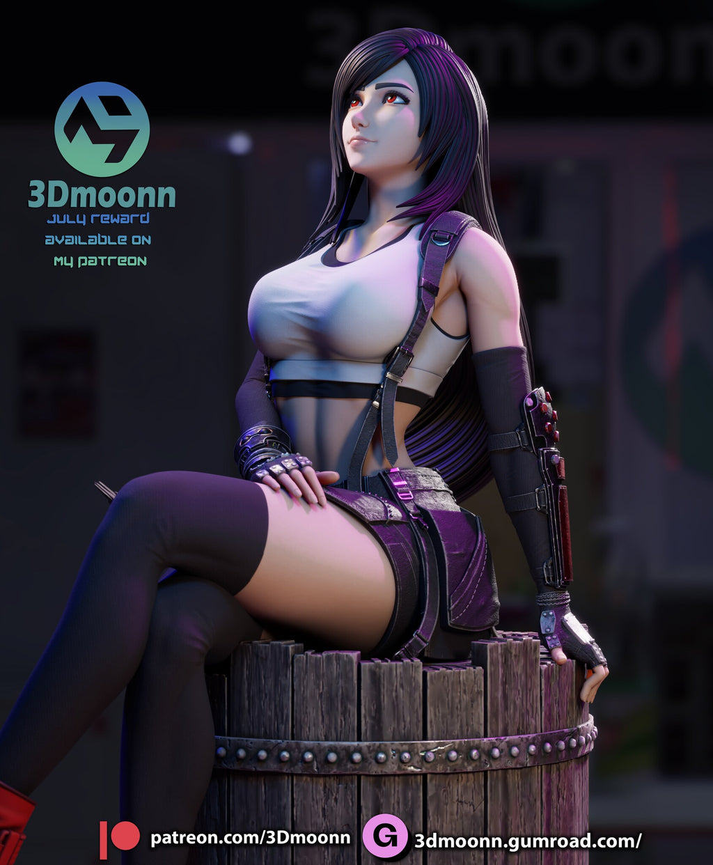 Sculptor's render (kit ships unpainted): low waist-up view of the suspenders, gloves, armored forearm guard and broken barrel top