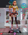 Sculptor's render of the painted design (kit ships unpainted): front view of the figure on the exhaust pipe base