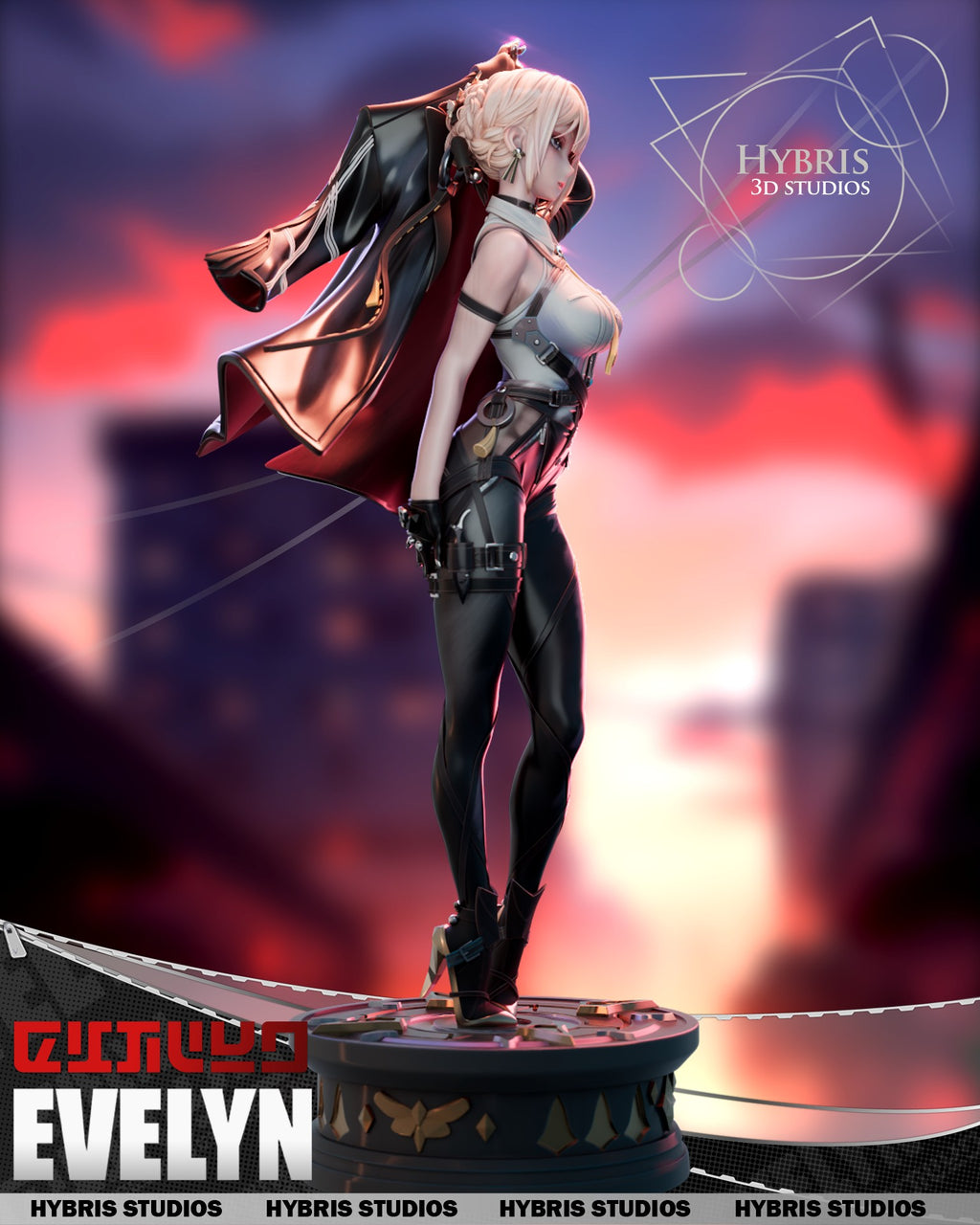 Sculptor's render (kit ships unpainted): full side view with the coat hanging from the raised hand and the thigh holster