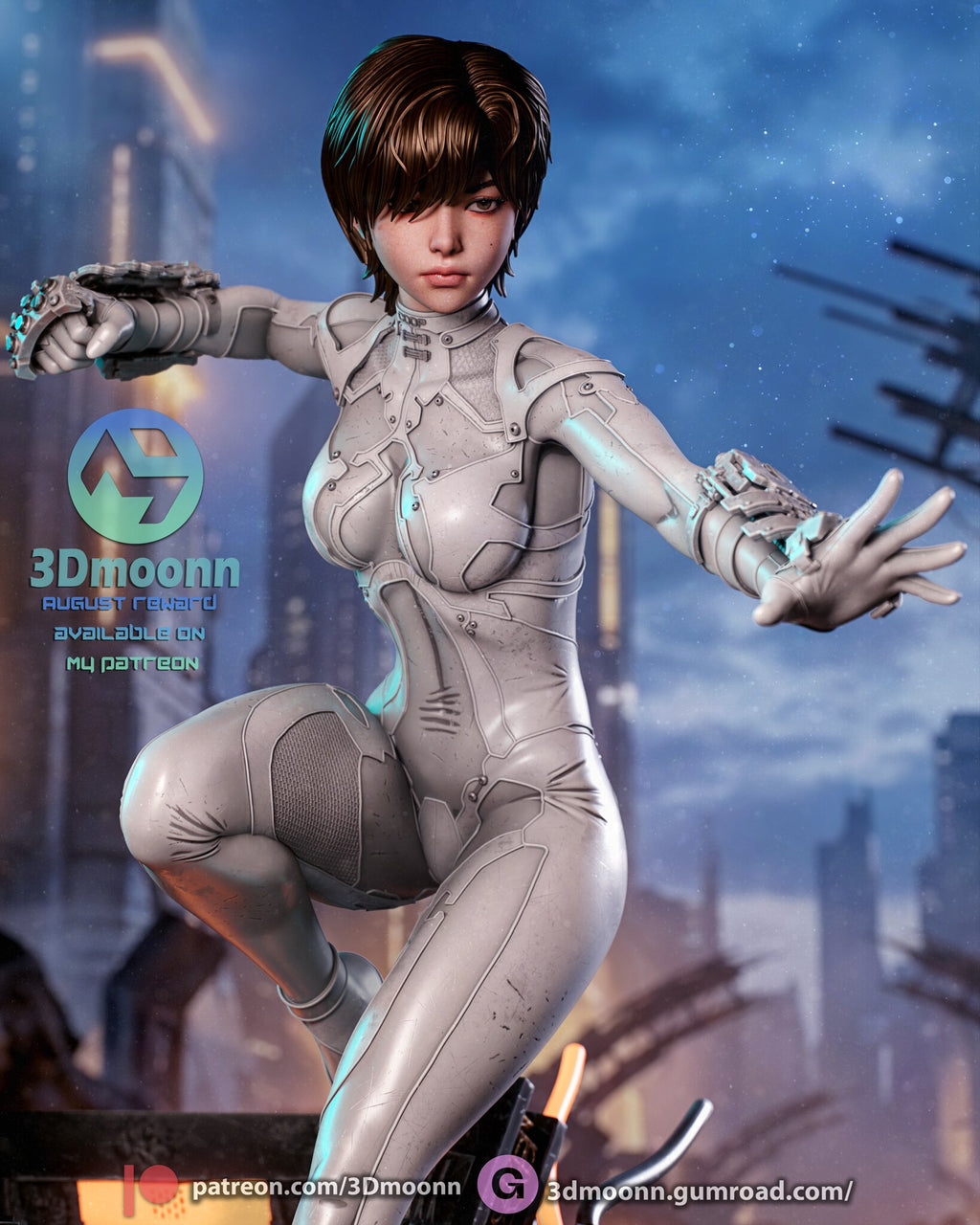 Sculptor's render (kit ships unpainted): close front view without the cape, one fist closed and the other hand open