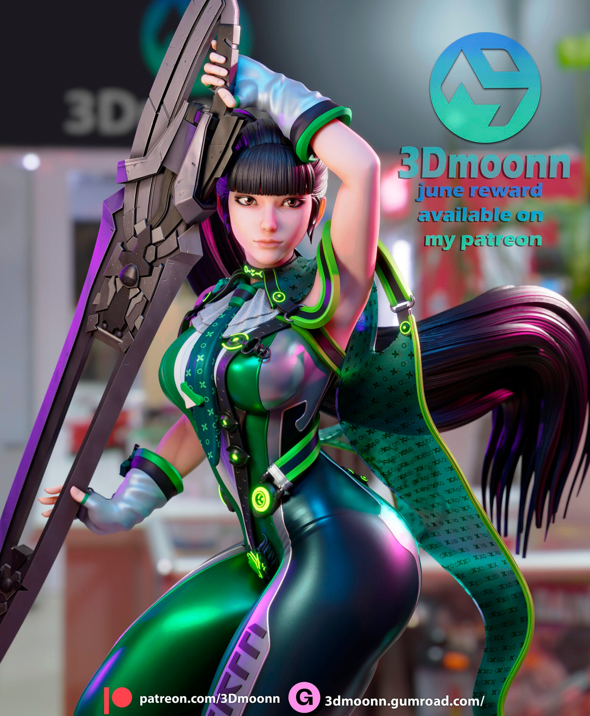 Sculptor's render (kit ships unpainted): upper body with the layered sword, white collar and printed tie