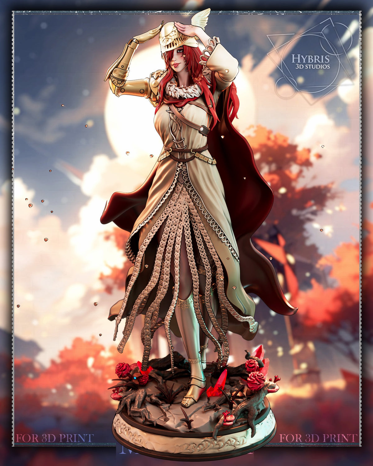 Sculptor's render (kit ships unpainted): front view of the battle dress figure showing the hanging chains and the fur collar