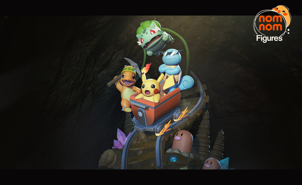 Sculptor's render (kit ships unpainted): wide view of the painted scene in a dark cave